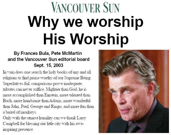 Vancouver Sun sucks up to Larry Campbell